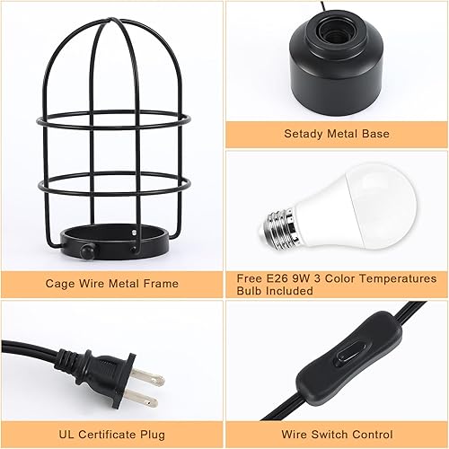 Miniatura 5 de Haian Support Lámpara de escritorio rústica vintage, lámpara industrial de mesita de noche para mesita de noche, lámpara pequeña antigua con