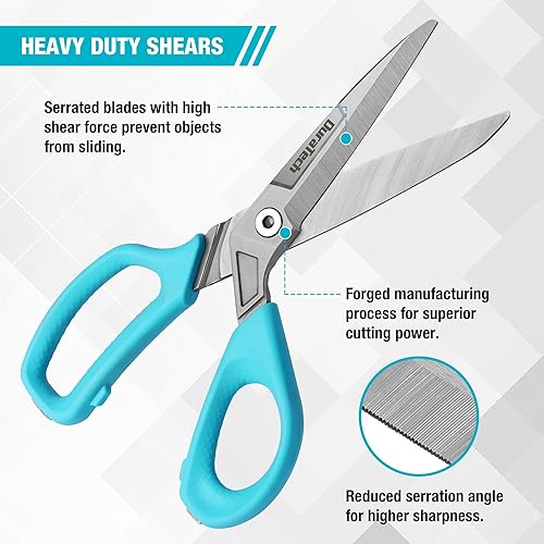 Miniatura 2 de DURATECH Tijeras de 10 pulgadas multiusos, resistentes, resistentes con hoja dentada, mango ergonómico suave, tijeras para cortar cartón, tela,