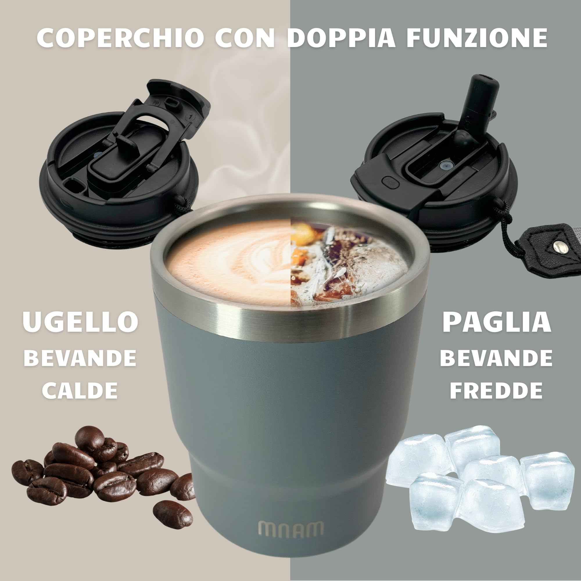 Tazza Termica Caffe 360ml - Mug Termica - Acciaio Inossidabile Isolato ed Ermetico - Tazza Termica da Viaggio - Travel Coffee Mug - Termos Caffè - Themos Te Caldo (360 ml)