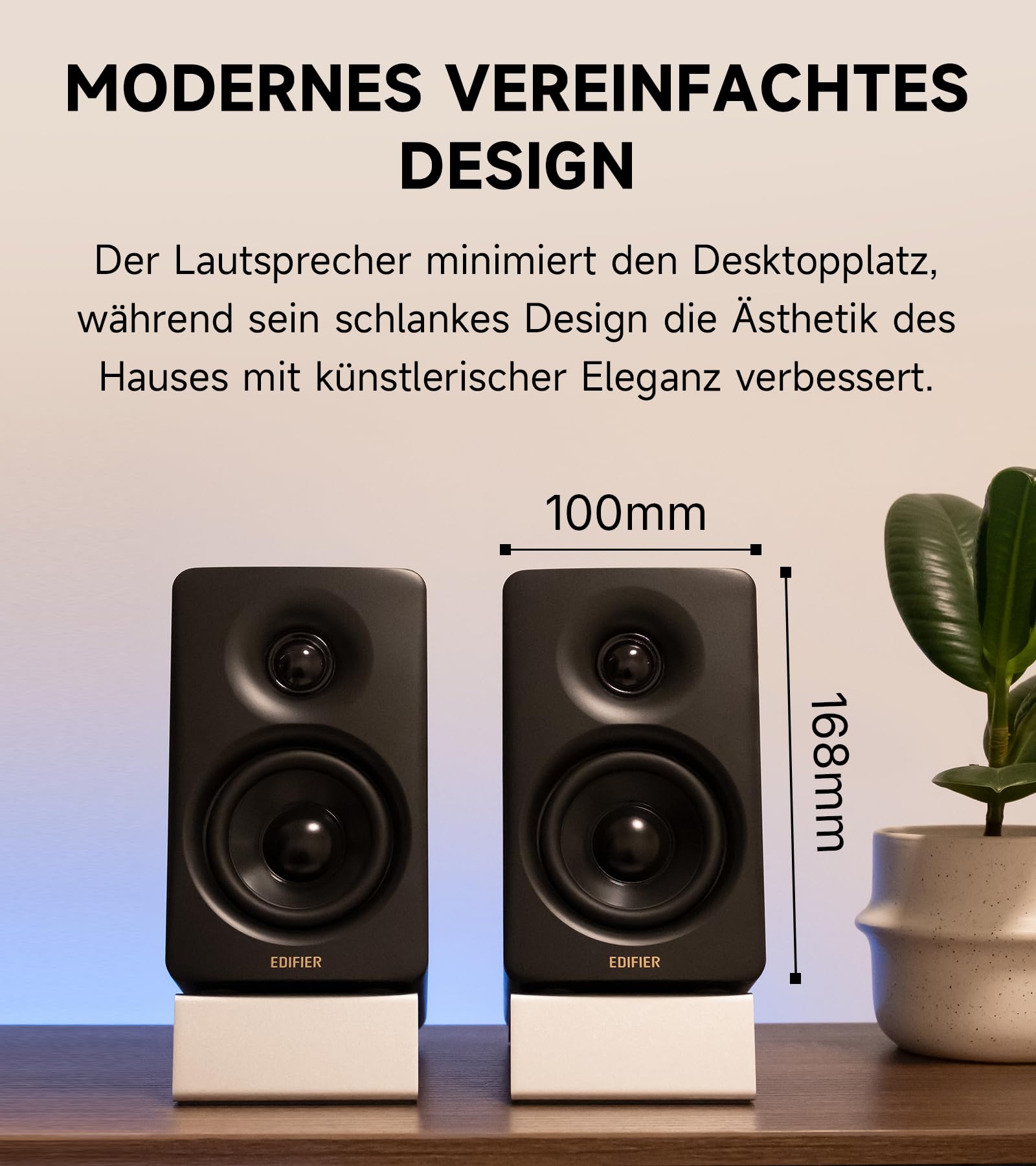 Edifier M60 Multimedia-Lautsprecher Bluetooth 5.3, 66W RMS, Hi-Res Audio & Hi-Res Wireless Audio, LDAC, 3" Mittelbass & 1" Hochtöner, USB-C & Aux-Eingänge, Kompakter Desktop Lautsprecher - Schwarz