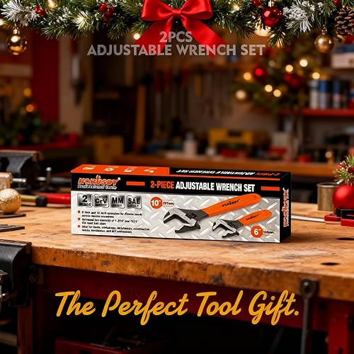 Miniatura 2 de HORUSDY Juego de llaves ajustables  2 piezas  Llaves de 6 y 10 pulgadas  Escalas métricas y SAE  Llave de agarre de cojín  Acero Cr-V
