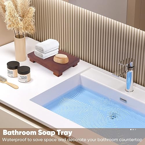 Miniatura 2 de Soporte de jabón con pedestal de madera, bandeja de baño, elevador de madera de granja, soporte para bandeja de jabón para cocina, decoración de