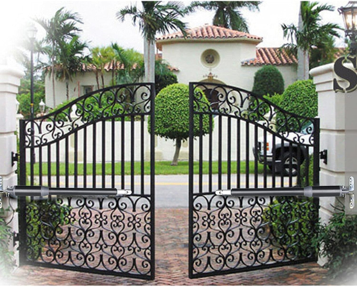 Heavy Duty Dual Arm Swing Gate Opener Kit - Automatic Gate Operator,Duty Automatic Gate Opener Kit for Dual Swing Gates Up to 17 Feet or 650 Pounds Gate Motor AC Powered