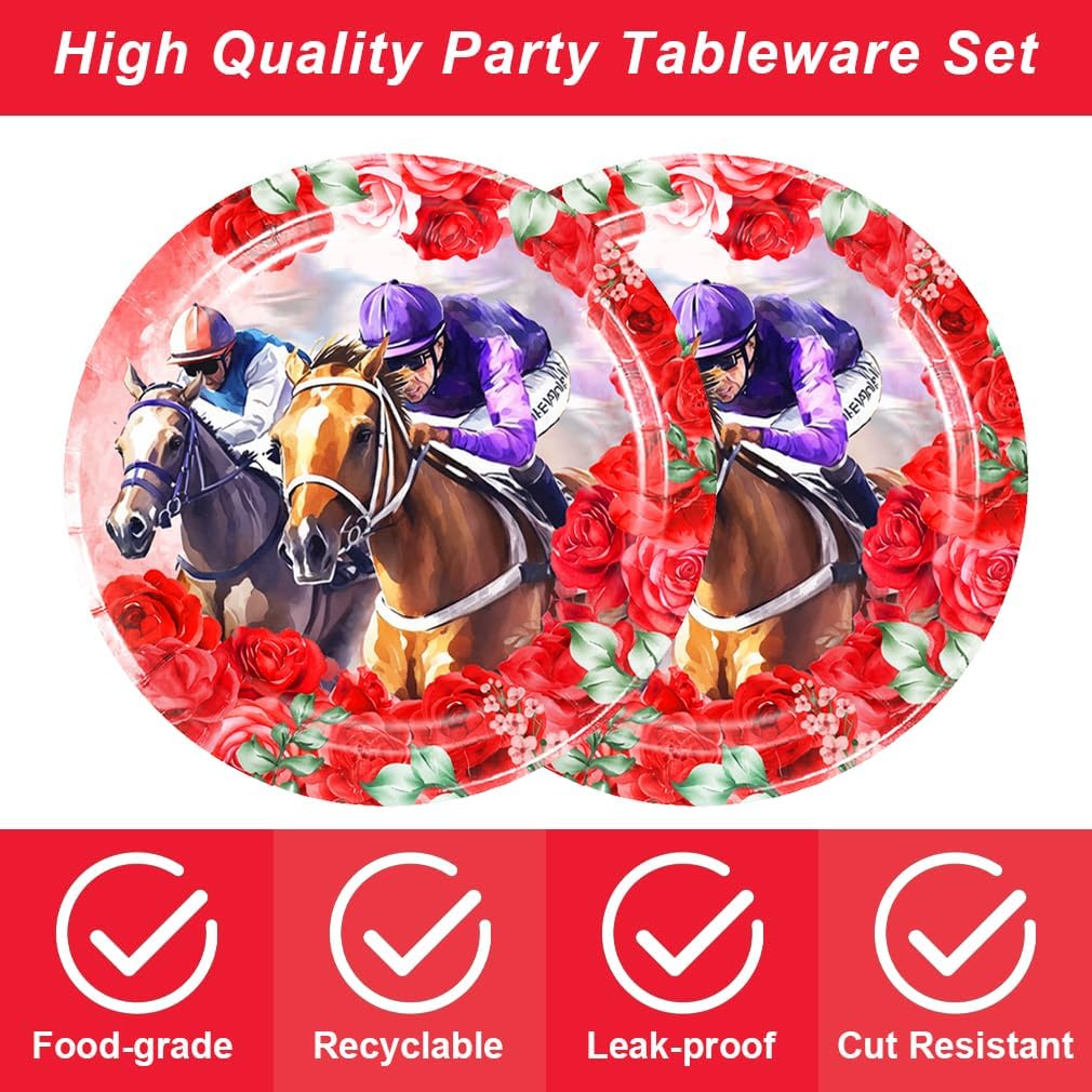 48 PCS The Kentucky Derby Plates Napkins Set - The Kentucky Derby Plates and Napkins for 24 Guests - Disposable Party Decorations for The Kentucky Derby - Image 3