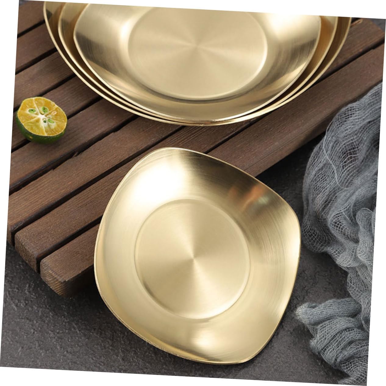 1pc Stainless Steel Side Dish Plate Seasoning Tray for Dipping Sauces -skid Design Elegant Finish for Home Dining and Entertaining