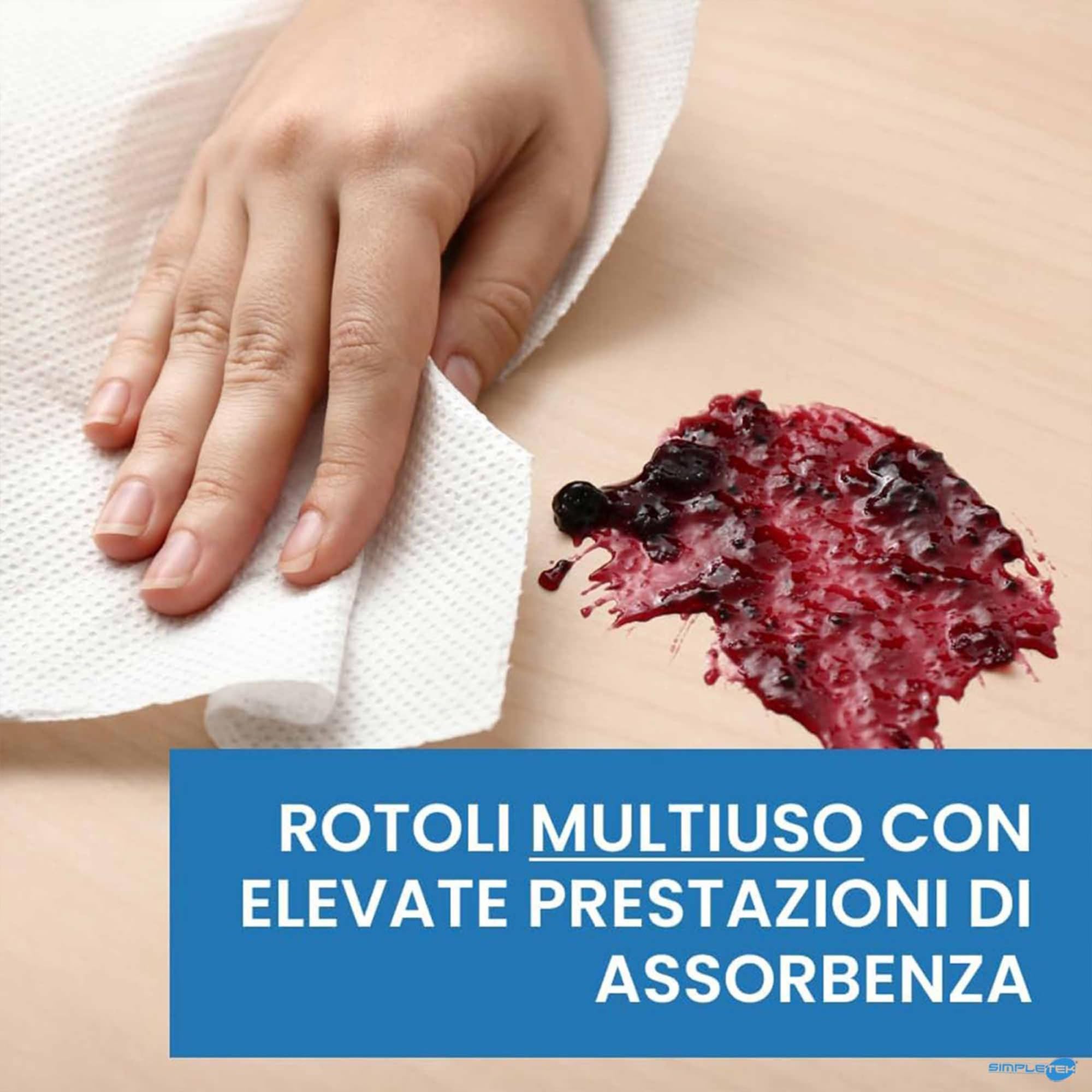 SIMPLETEK - Rotolo Carta Milleusi - Goffrata 2 Veli Pura Cellulosa | Alta Assorbenza - Ecolabel | Confezione 20 Rotoli