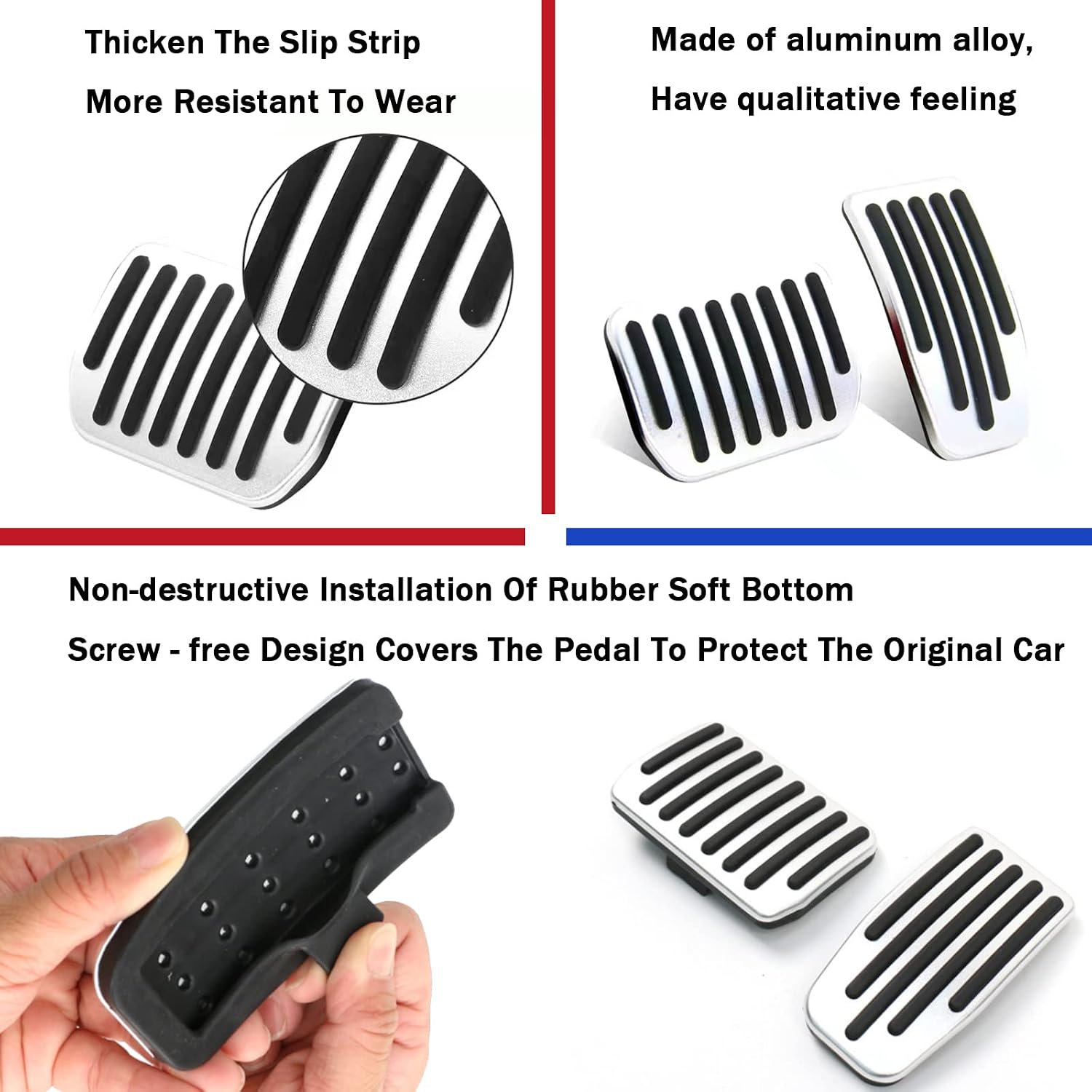 Only Fit for Tesla Model 3 and Model Y Non-Slip Foot Pedals Pads, No Drilling Brake and Accelerator Pedal Covers Silver【Caution】Compatible With Tesla only, not for other brands