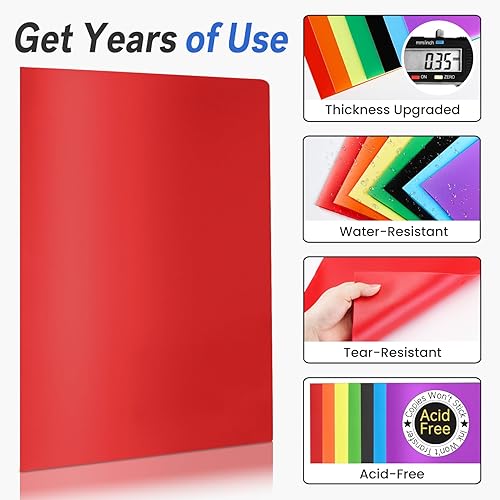 Miniatura 3 de Sooez Paquete de 7 carpetas con bolsillos, 2 carpetas de bolsillo con etiquetas adicionales, carpeta de plástico con bolsillos, carpeta de archivos