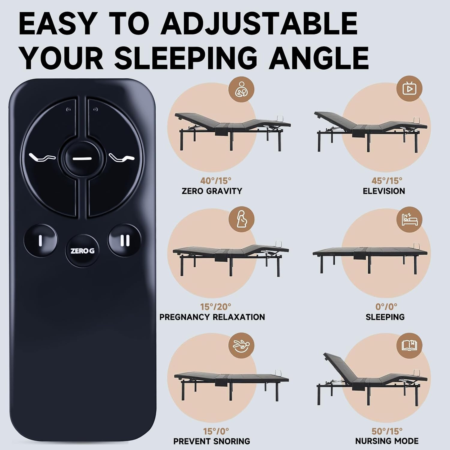 ZWP Replacement Remote Control Compatible for Ease 2.0/3.0/4.0 Adjustable Beds Bases, for Power Base/Tempurpedic/Sealy/Adjustable Beds Bases JLDK.30.04.07 RF368C