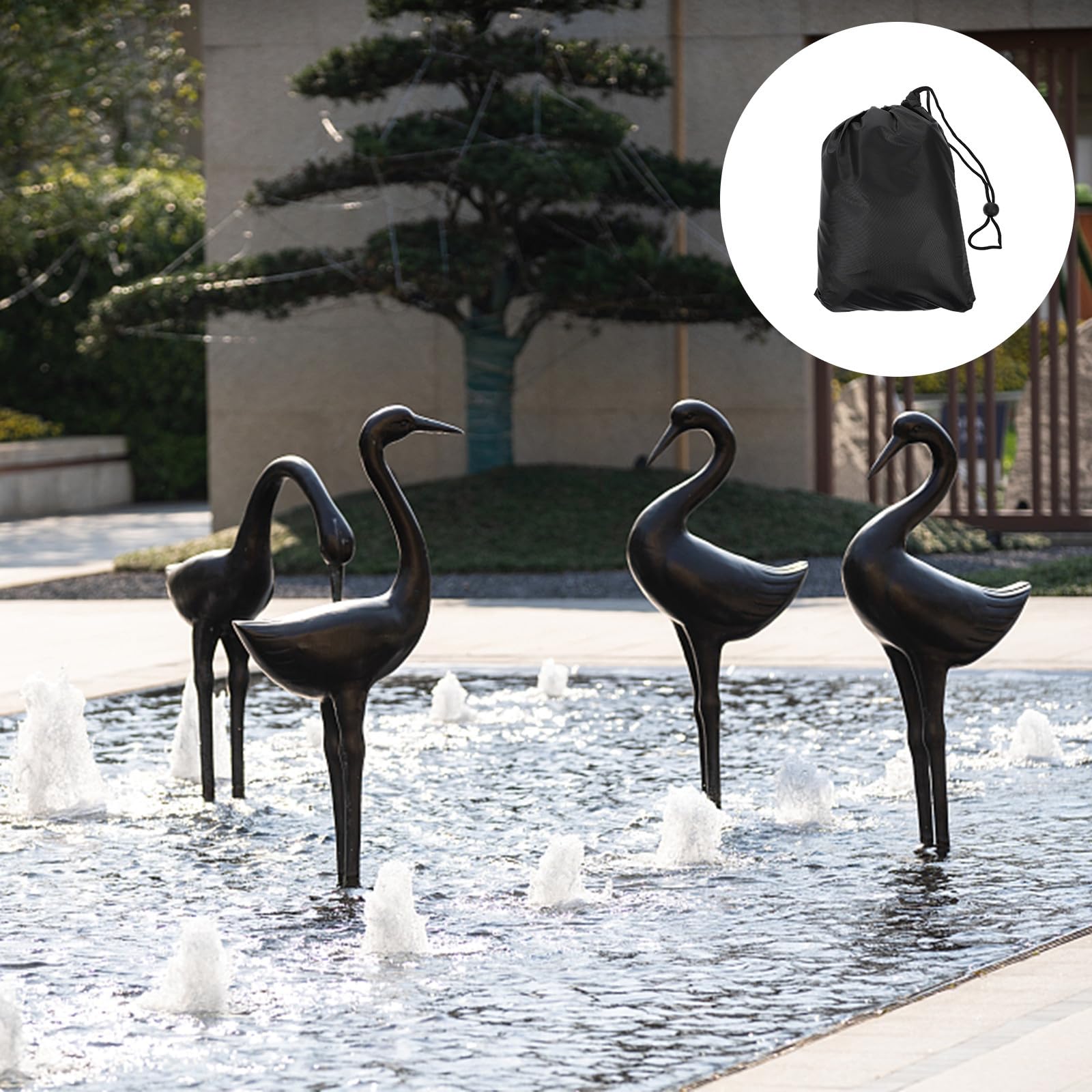 GALPADA Couverture de Fontaine d'hiver Résistante aux Intempéries Cordon de Serrage Inférieur en Tissu Argenté 210d pour Protection de Statue Extérieure