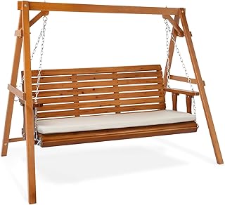 VINGLI 5 FT Outdoor Porch Swing with Frame, Patio Hanging Swing & Stand ...