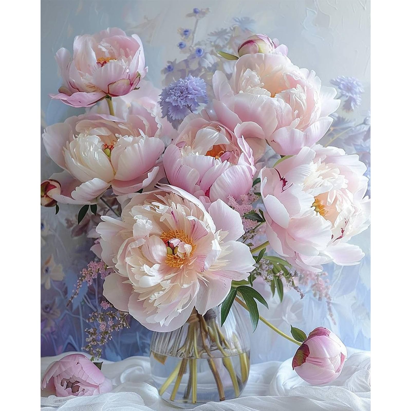 Flower Stamped Cross Stitch Kits for Adults，11CT 3 Strands DIY Counted
