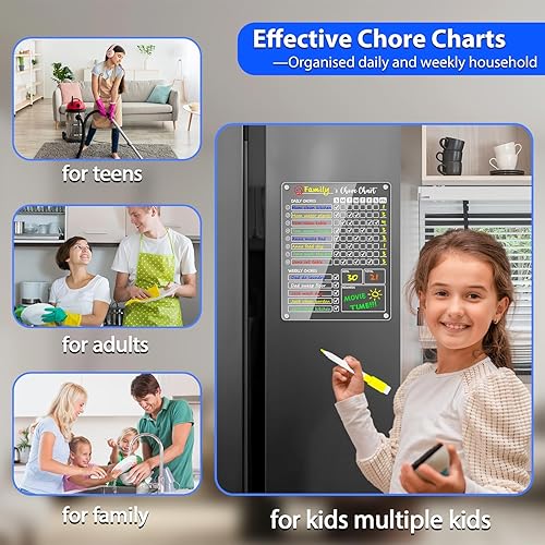 Miniatura 8 de PigPotParty Calendario magnético acrílico para refrigerador, calendario transparente de 16 x 12 pulgadas para refrigerador, pizarra magnética