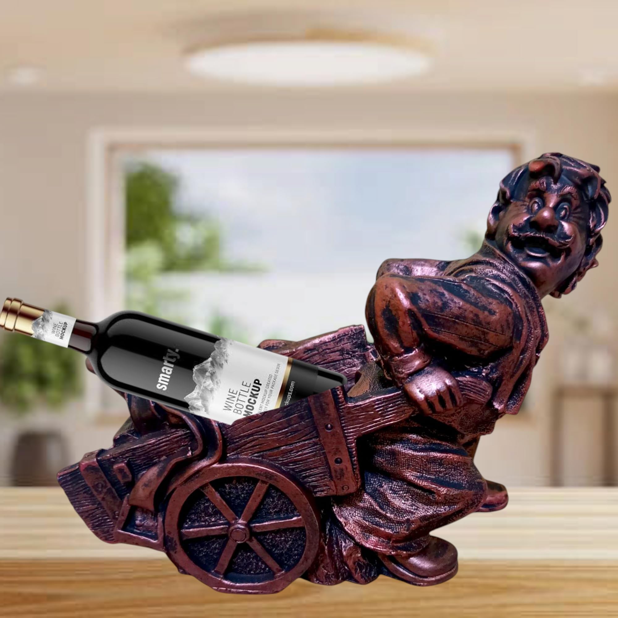 Wine Bottle Stand - Elegant Resin Sculpture Decor -10