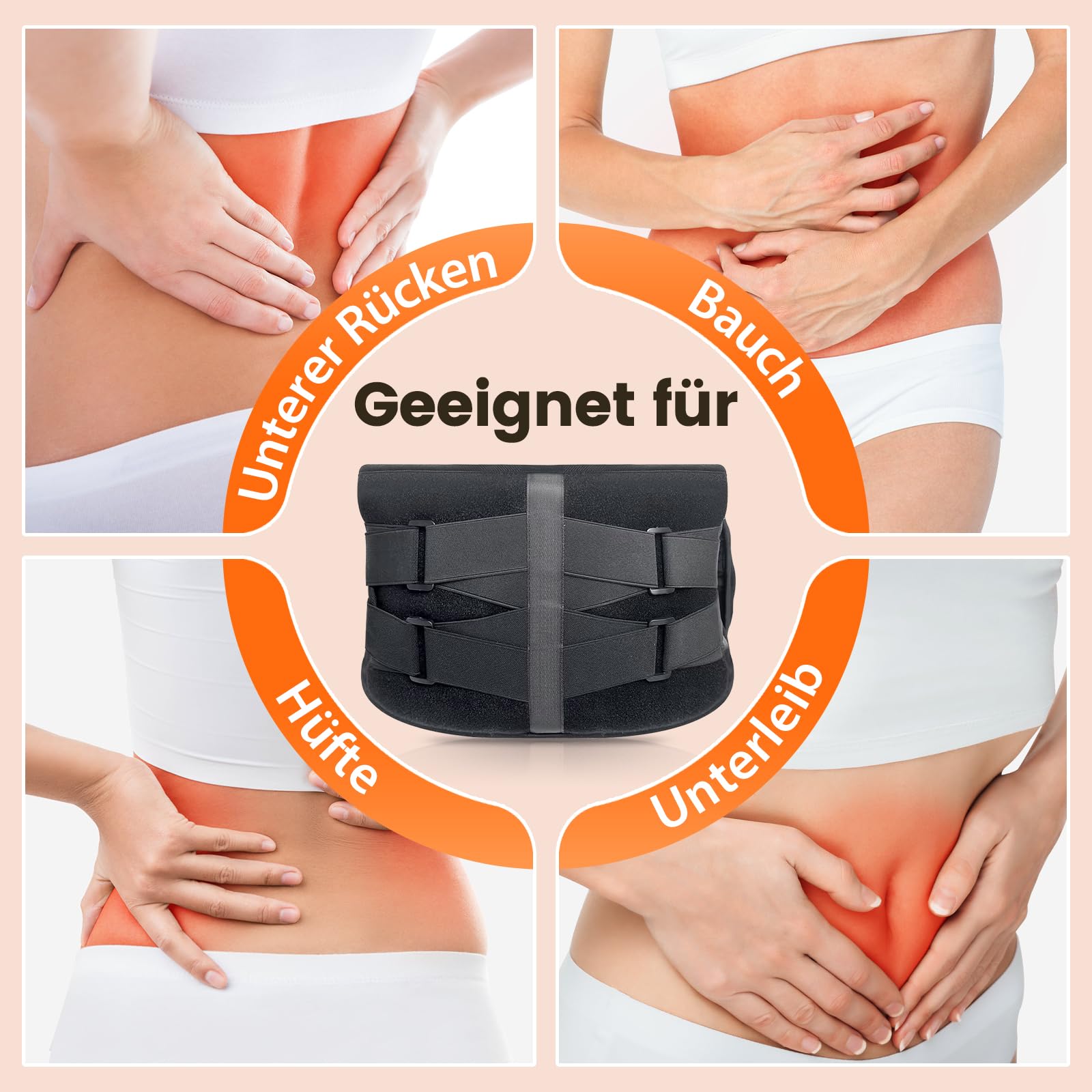 AROMA SEASON Wärmegürtel Vibrationsmassage mit Akku | Heizkissen für Rücken mit Massagegerät und Abschaltautomatik | Kabellos Rückenwärmer