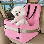PETSFIT Siège de voiture pour chien pour chiens petits/moyens jusqu'à 35 Lbs – Système de sécurité breveté, 5" Memory Foam Pet Booster Siège de voiture, entièrement amovible et lavable siège de voiture de chien avec 2 Poches de stockage (puits)