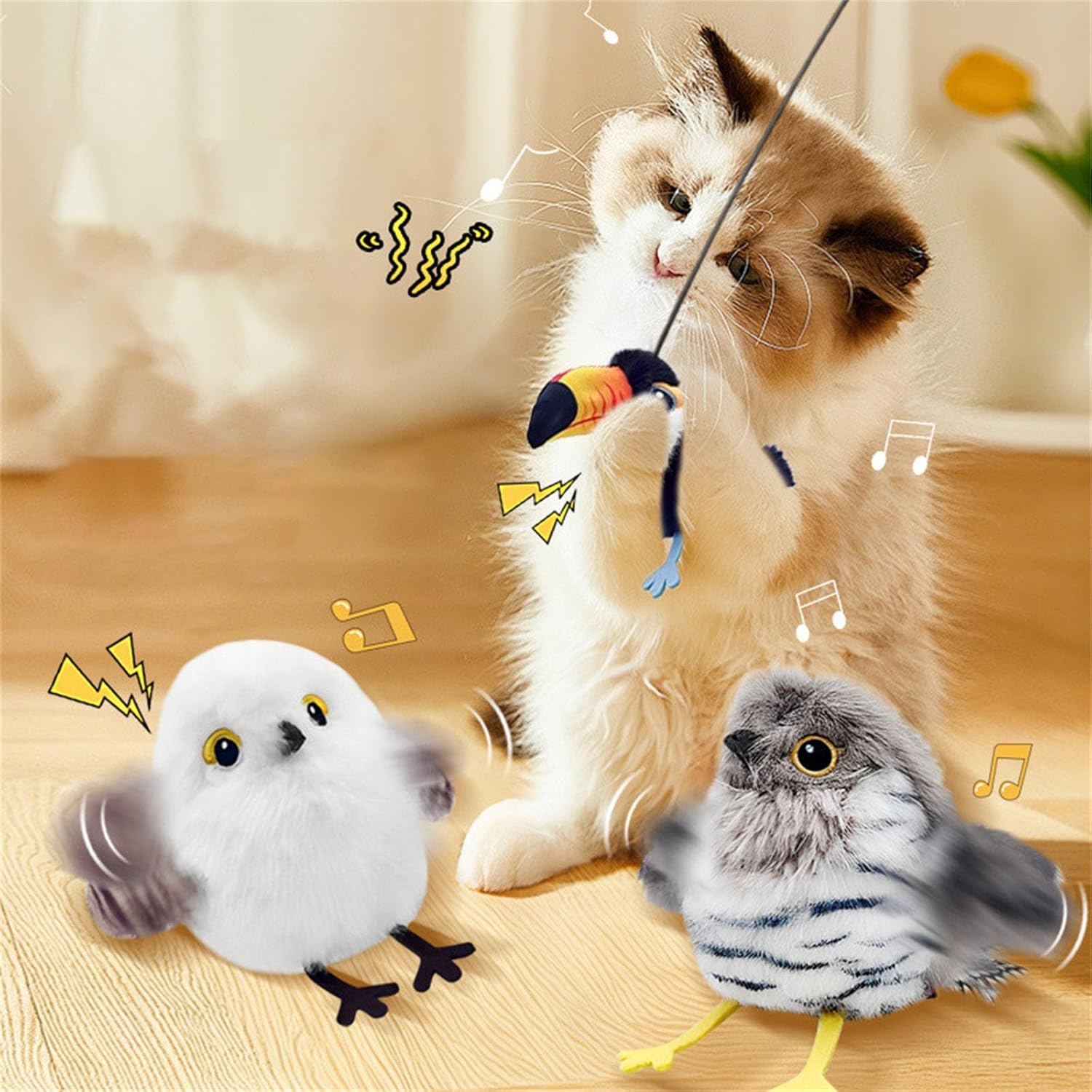 Permanent Fleece Bird Puss Chew Toy with Realistic Sounds Adult Cats Ease and Exercise Realistic Bird Toy with Sound
