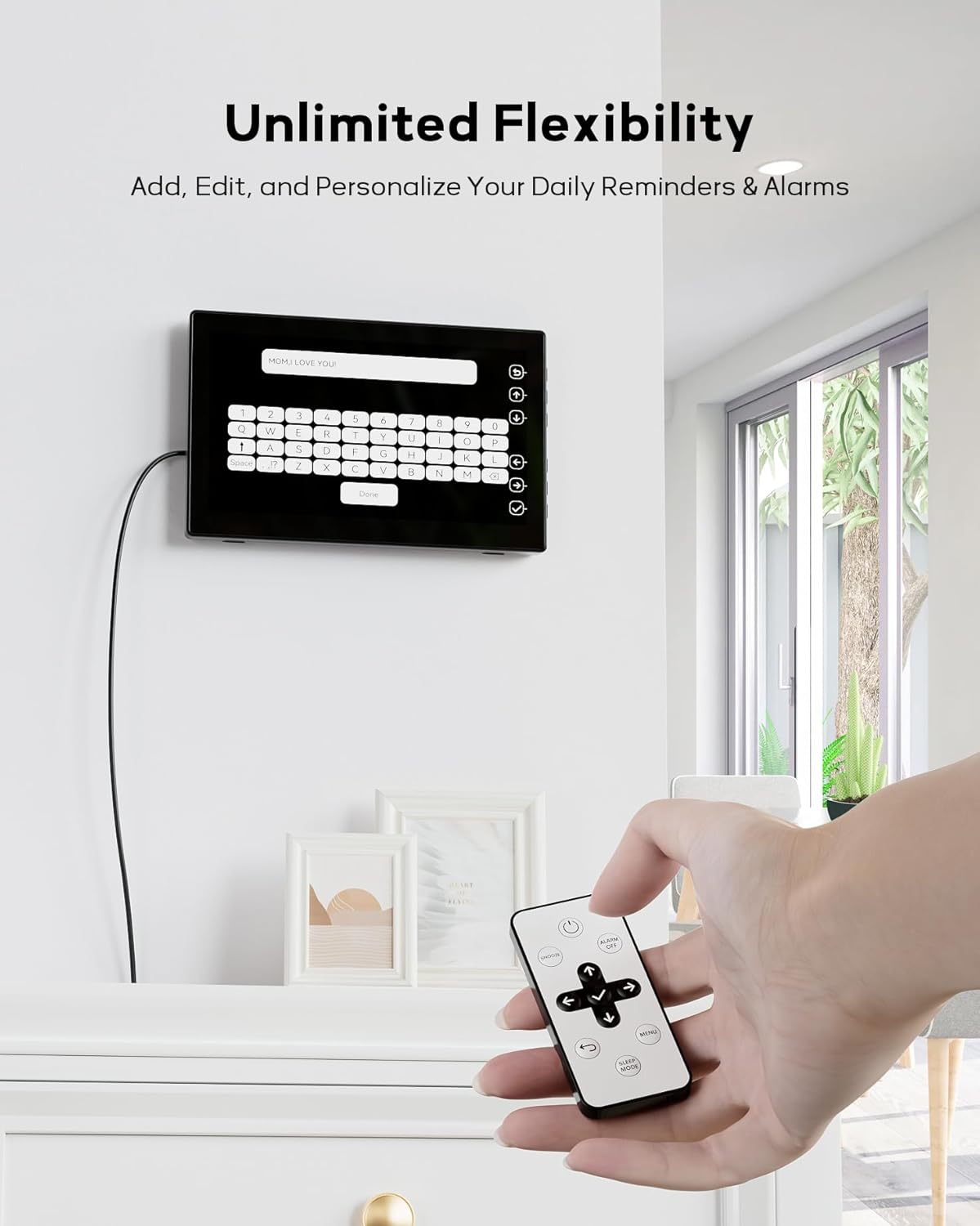 Digital clock demonstrating auto-dimming and manual brightness settings