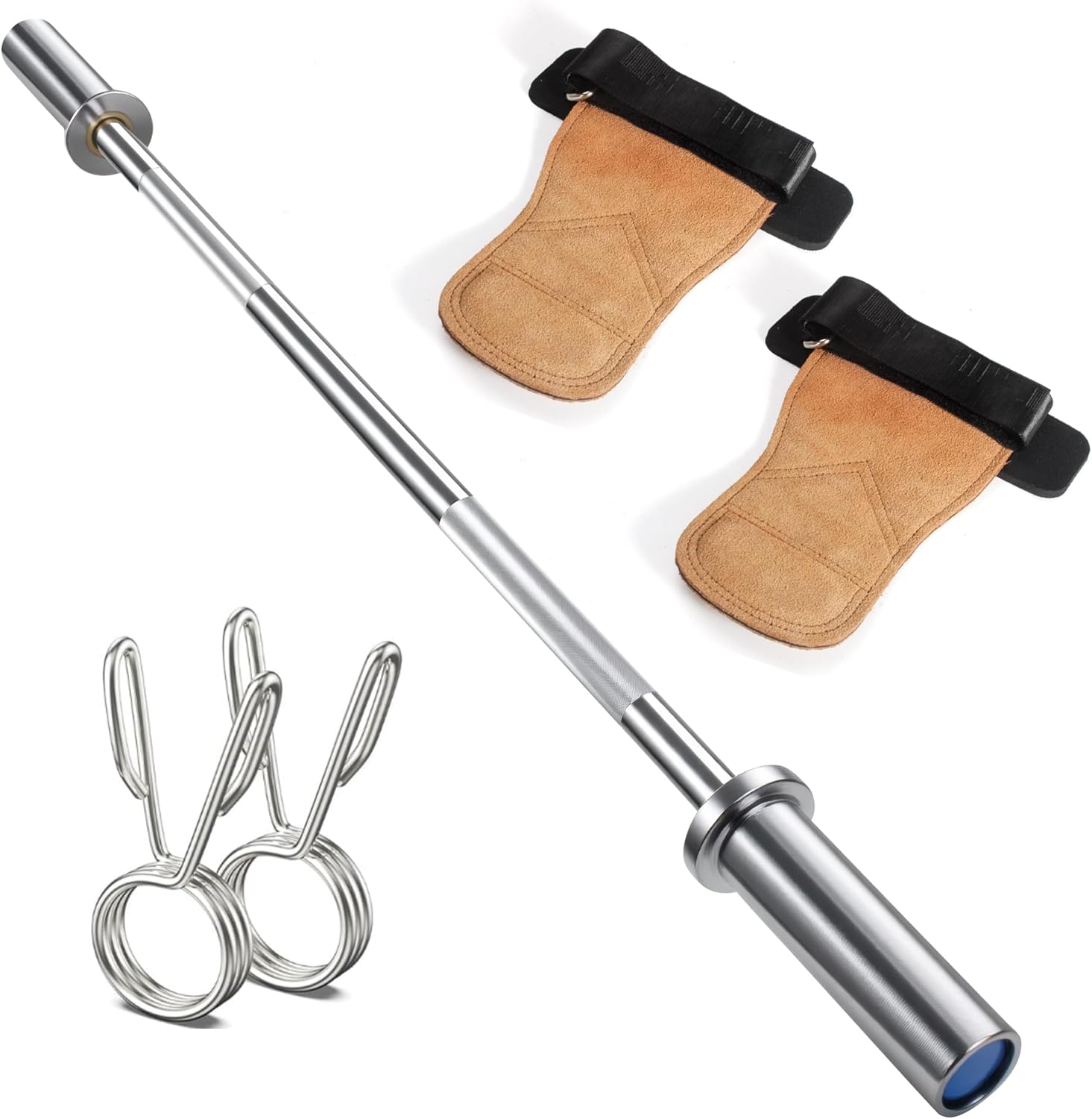 Olympic Barbell 4ft Barbell Set, 2 Inch Barbell for Strength Training with 1 Pair Wrist Straps, Straight Barbell bars Weight Lifting Bar Bells Bar for Bench Press/Deadlift/Squat, 2 Collars(500lb Capacity)