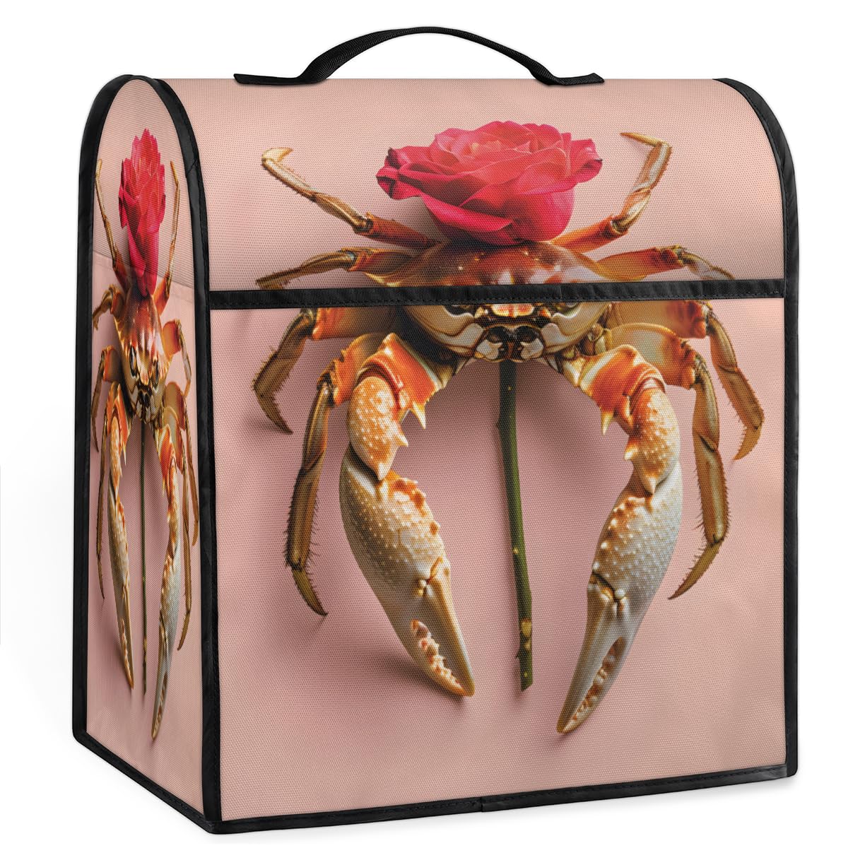 Coffee Maker Cover Rose Crab Kitchen Appliance Covers Small Appliance Covers Blender Cover Juicer Cover Dust Covers for Kitchen Appliances with Top Handle and Pockets,Washable,B451
