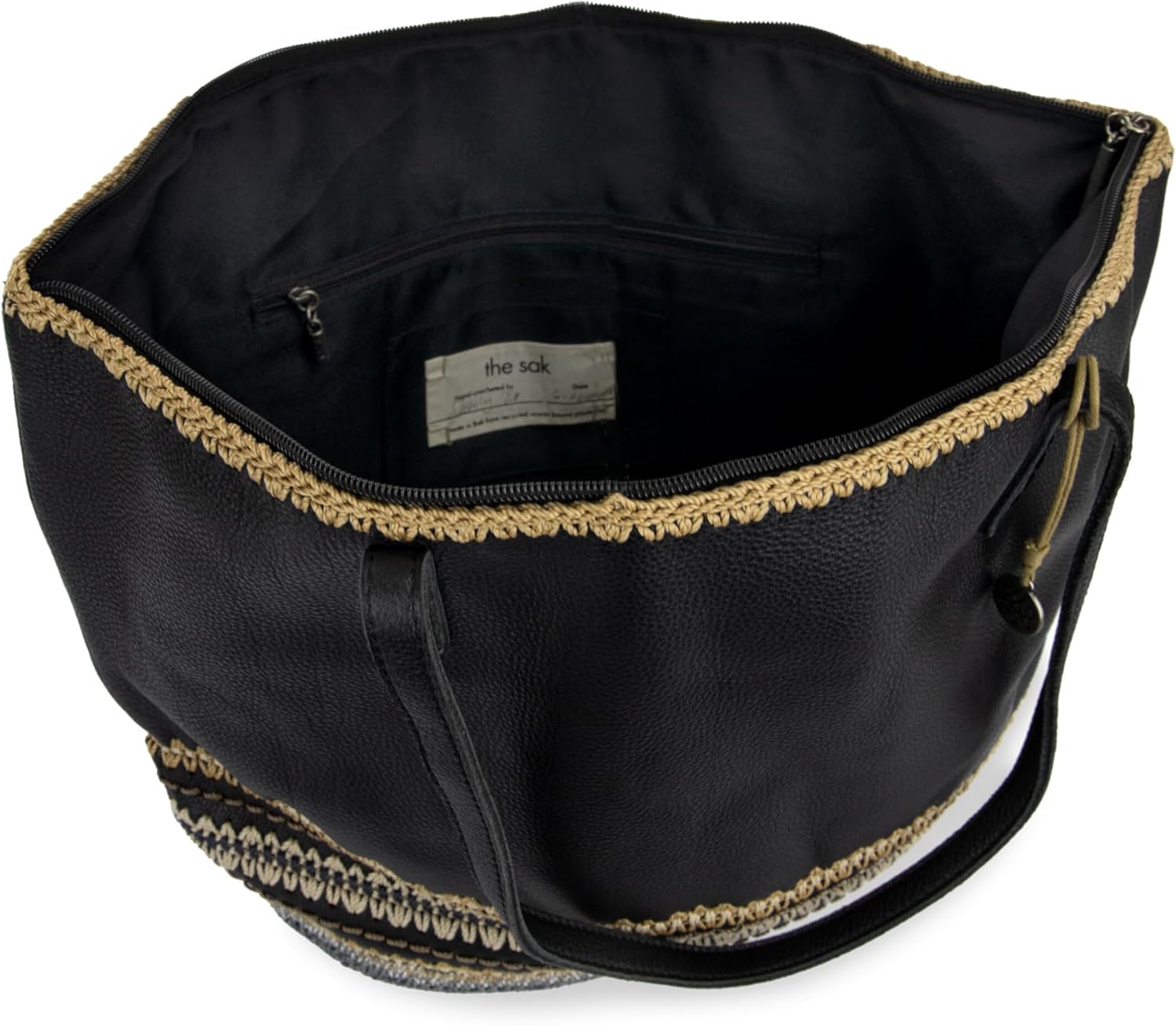 The Sak Faye Tote Bag - Hand Crochet Women's Purse For Everyday & Travel - Large Handbag With Zipper Pocket & Shoulder Straps - Image 3