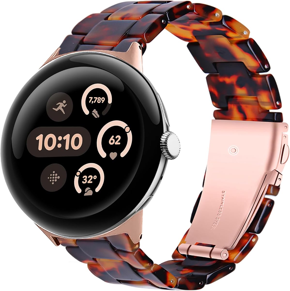Miimall Resin Band Compatible for Google Pixel Watch 4/3/2/1 41mm Band for Women, Lightweight, Thin Adjustable Bracelet Metal Clasp Replacement Strap for Google Pixel Watch 4/3/2/1 41mm