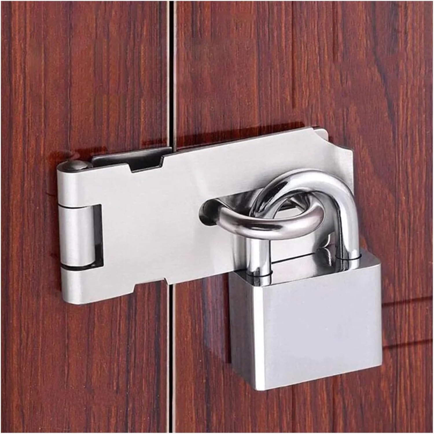 Door Padlock Hasp, 1PCS Shed Gate Latch Stainless Steel Drawer(Black,5 inch)