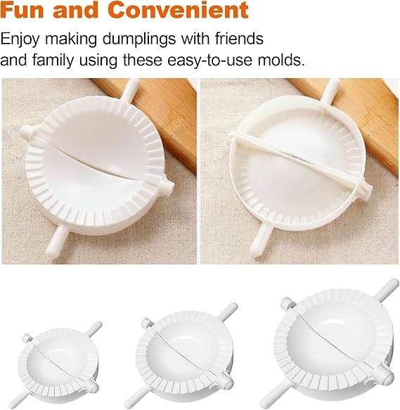 3-Piece Manual Chinese Dumpling Pasty Molds Cutter,Ravioli Dumpling Maker Set Manual Meat Press Mould Pie Dough Pastry Wrapper Press Cutter Tool Accessories Kit for Home Kitchen Cooking