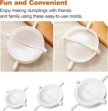 3-Piece Manual Chinese Dumpling Pasty Molds Cutter,Ravioli Dumpling Maker Set Manual Meat Press Mould Pie Dough Pastry Wrapper Press Cutter Tool Accessories Kit for Home Kitchen Cooking