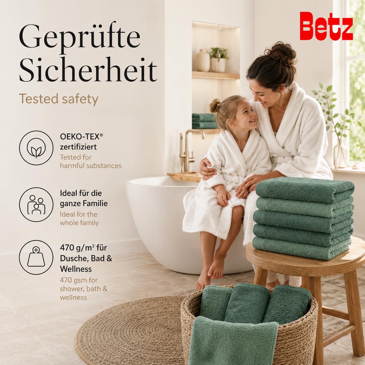 Betz Premium Handtuch-Set 12-teilig 100% Baumwolle Oeko-TEX Zertifiziert 470 g/m² heugrün tannengrün