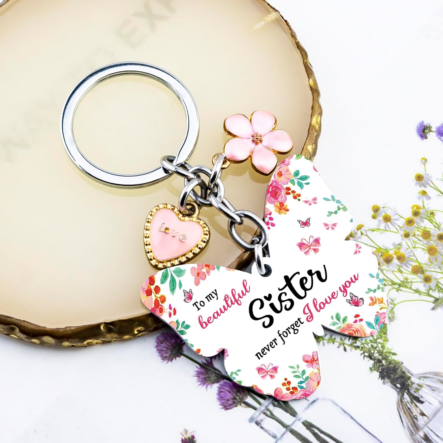 OEHEDOU Sister Birthday Gifts Sisters Gift From Sisters Soul Sister Gifts For Women Birthday Gift Ideas Butterfly Keychain For Girls Adults Sibling Present For Girl Valentines Day Present For Girl - Image 2