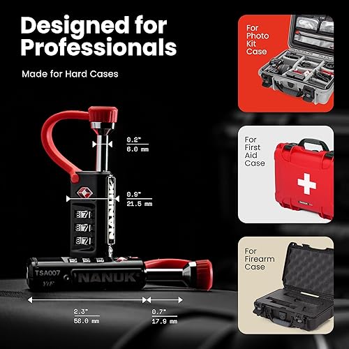 Miniatura 4 de NANUK Cerraduras aprobadas por la TSA - Paquete de 2 cerraduras duraderas y seguras con grillete de acero resistente a los cortes y a prueba