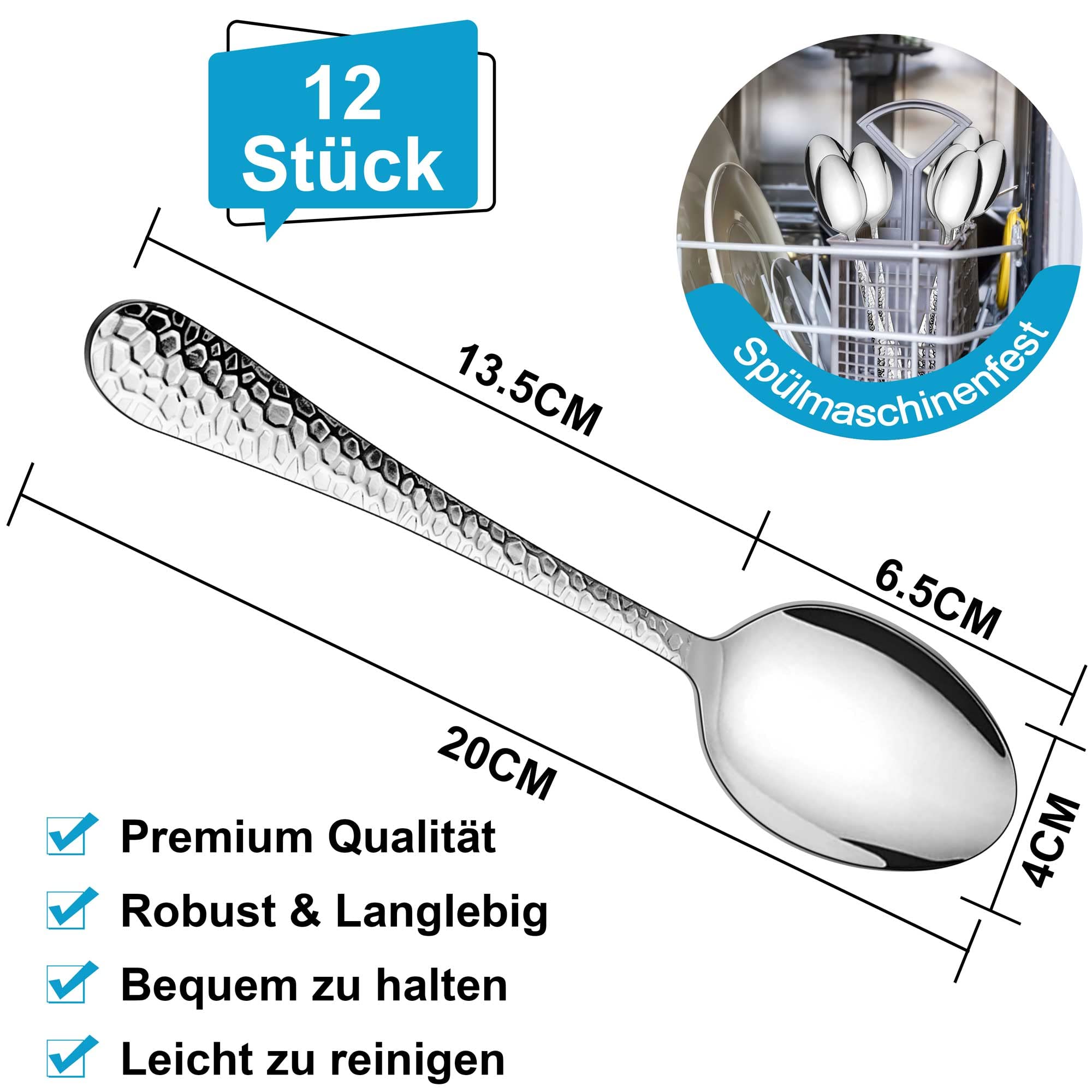 Set Di 12 Cucchiai Da Zuppa In Acciaio Inox - Moderni, Eleganti E Lavabili In Lavastoviglie - Foto 11