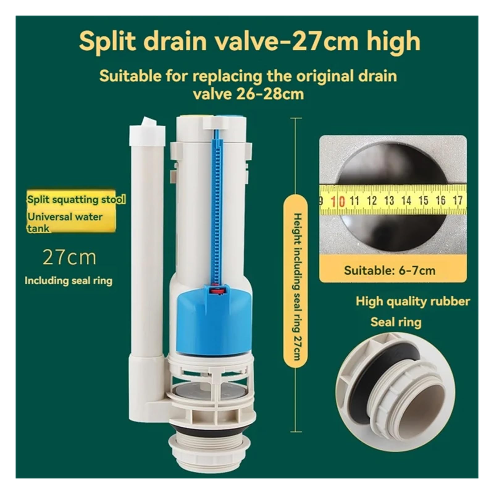 Fluxómetro manual para inodoro Válvula De Drenaje Entrada For Cisterna Inodoro Dos Botones Dividida, Accesorios Tanque Agua Llenado Doble Descarga