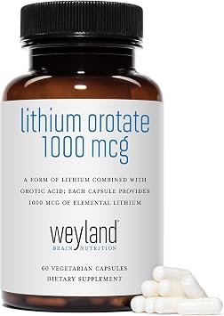 Lithium Orotate - 1000 mcg of Elemental Lithium, 60 Vegetarian Capsules (Pack of 2)