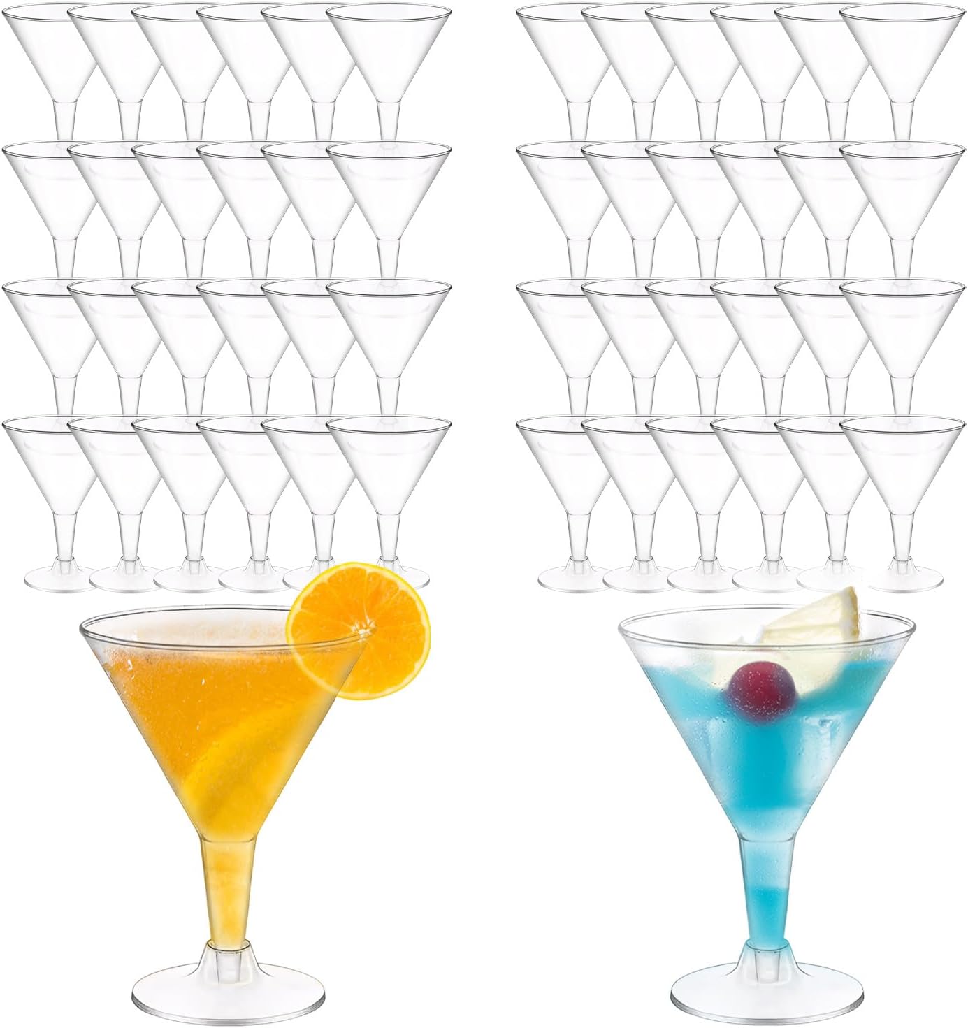 50 Pcs Plastic Martini Glasses,6oz Clear Plastic Cocktail Glasses,Reusable Mocktail Cups for Party Margarita, Champagne, Wine