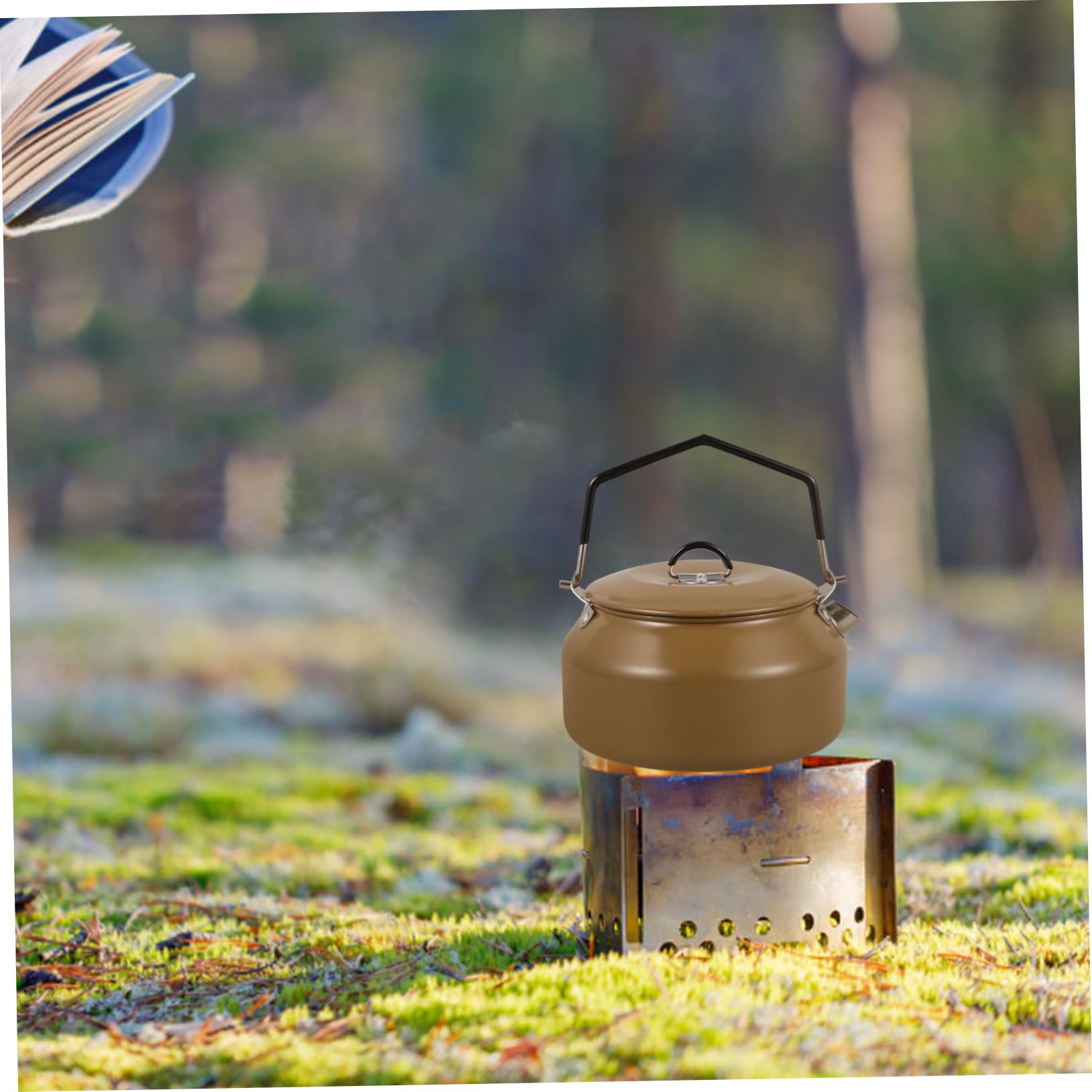 Bouilloire Camping Acier Inoxydable 1l Bouilloire de Camping Portable et Légère et Randonnée Chauffe Rapide