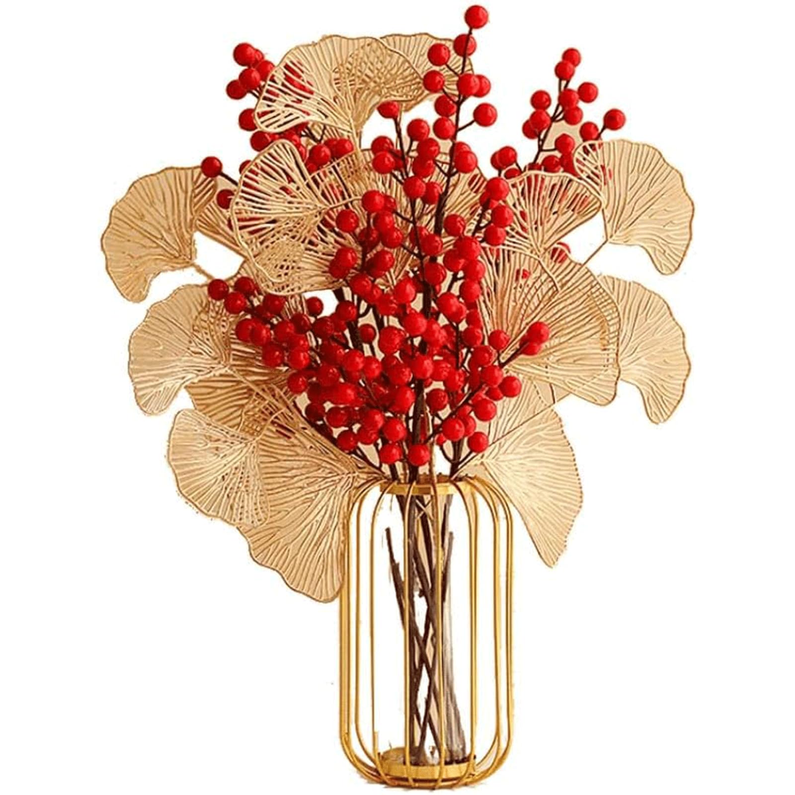 XDLEDMKIZ Elegant Fake Flowers Artificial Flowers Flowers Artificial Red Berry Christmas Decoration Flower Arrangement Bouquet