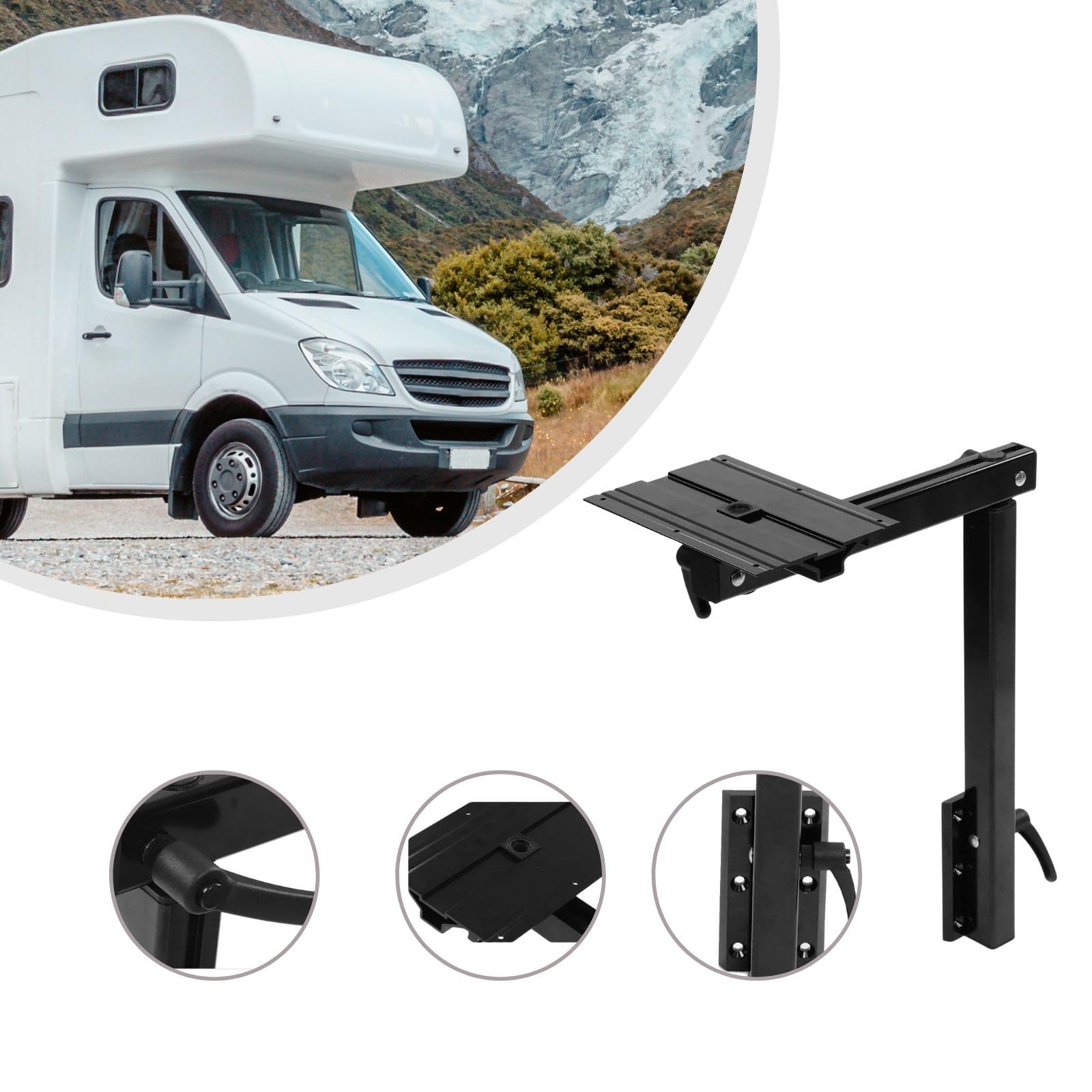 Marvix Gamba da tavolo staccabile girevole a 360 gradi nera Base di montaggio rimovibile Sistema gambe RV per T5 T6 Campervan Caravan Autocaravan Barca