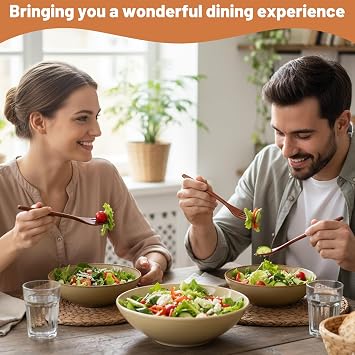 6-piece Bamboo Cutlery Set with Forks Spoons Knives, Cutlery, Wooden Utensil for Dining, Portable Travel and