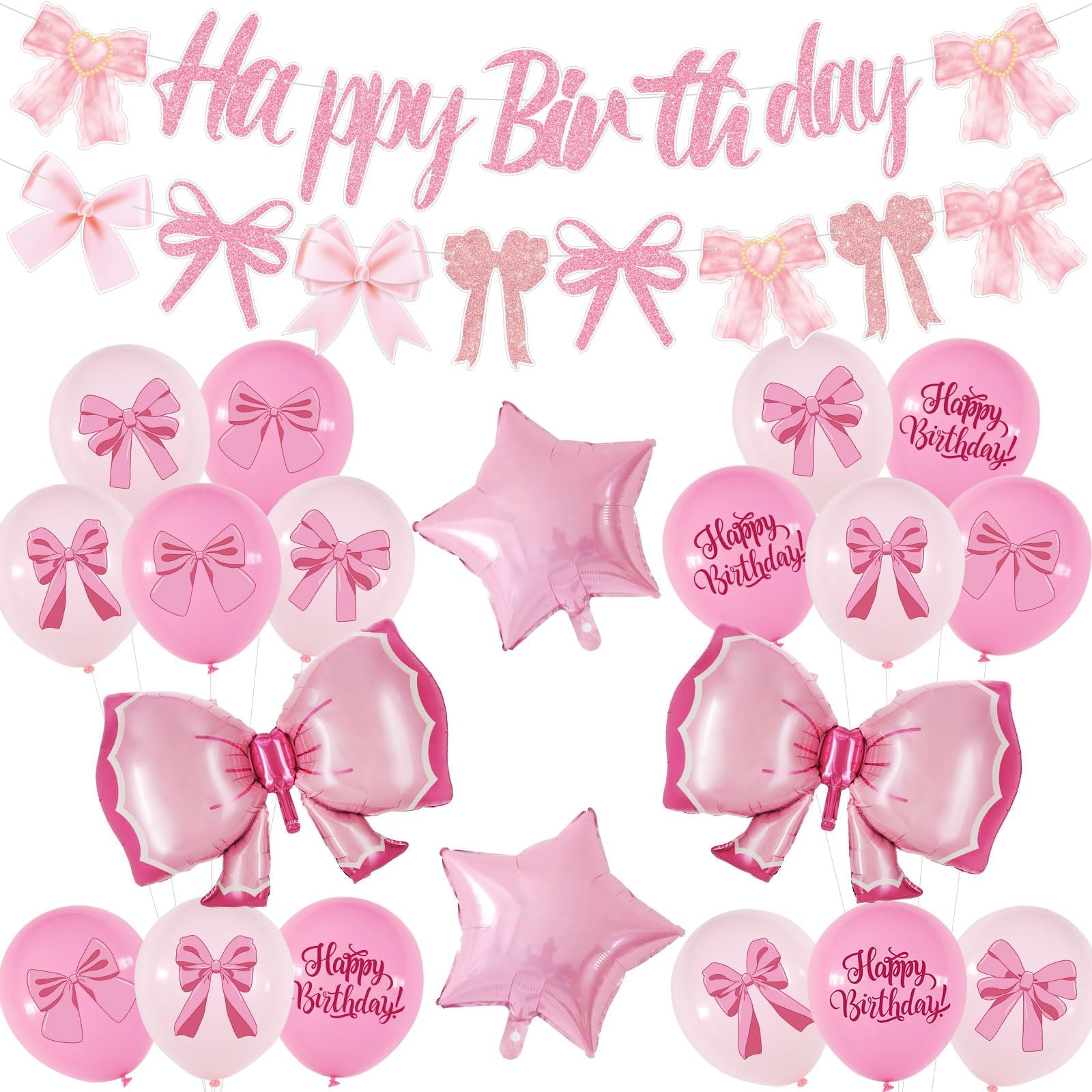 Pink Bow Birthday Party Decorations,Bow Theme Birthday