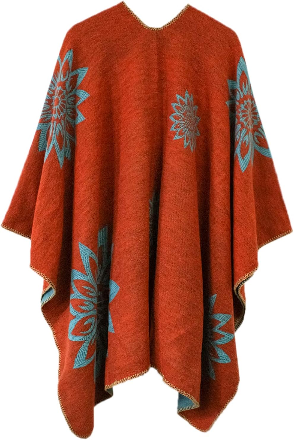 Miniatura 2 de Urban CoCo - Poncho de colores para mujer, chal con frente abierto, bloqueo de color