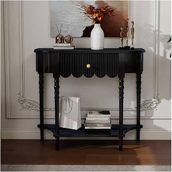 Wood Entryway Console Table,Farmhouse Narrow Sofa Table with Shelves Entry Way Table with Open Storage, Long Accent Foyer Table,for Living Room, Hallway, Entrance80x30cm/31.5x11.8in