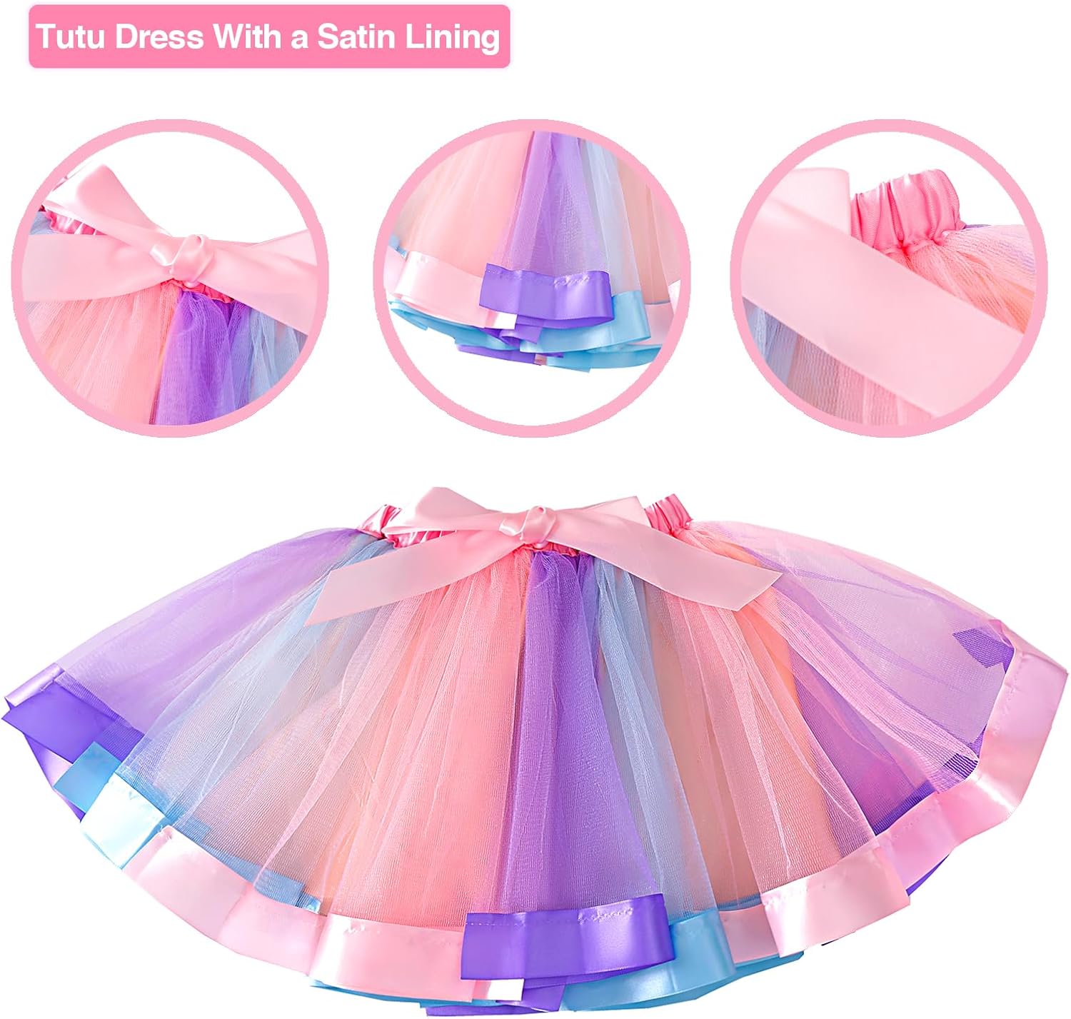 Tutu and Sian Unicorn Birthday Outfit for Girls - Shirt, Tutu Skirt Dress, Birthday Girl Crown, Hair Bow & Satin Sash (Unicorn 4Y, 4-5 Years) - Image 3