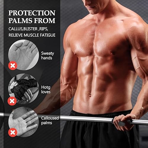 Miniatura 4 de Puños de levantamiento de pesas para hombres y mujeres, guantes protectores de manos de goma ergonómicos para entrenamiento de gimnasio y ejercicio