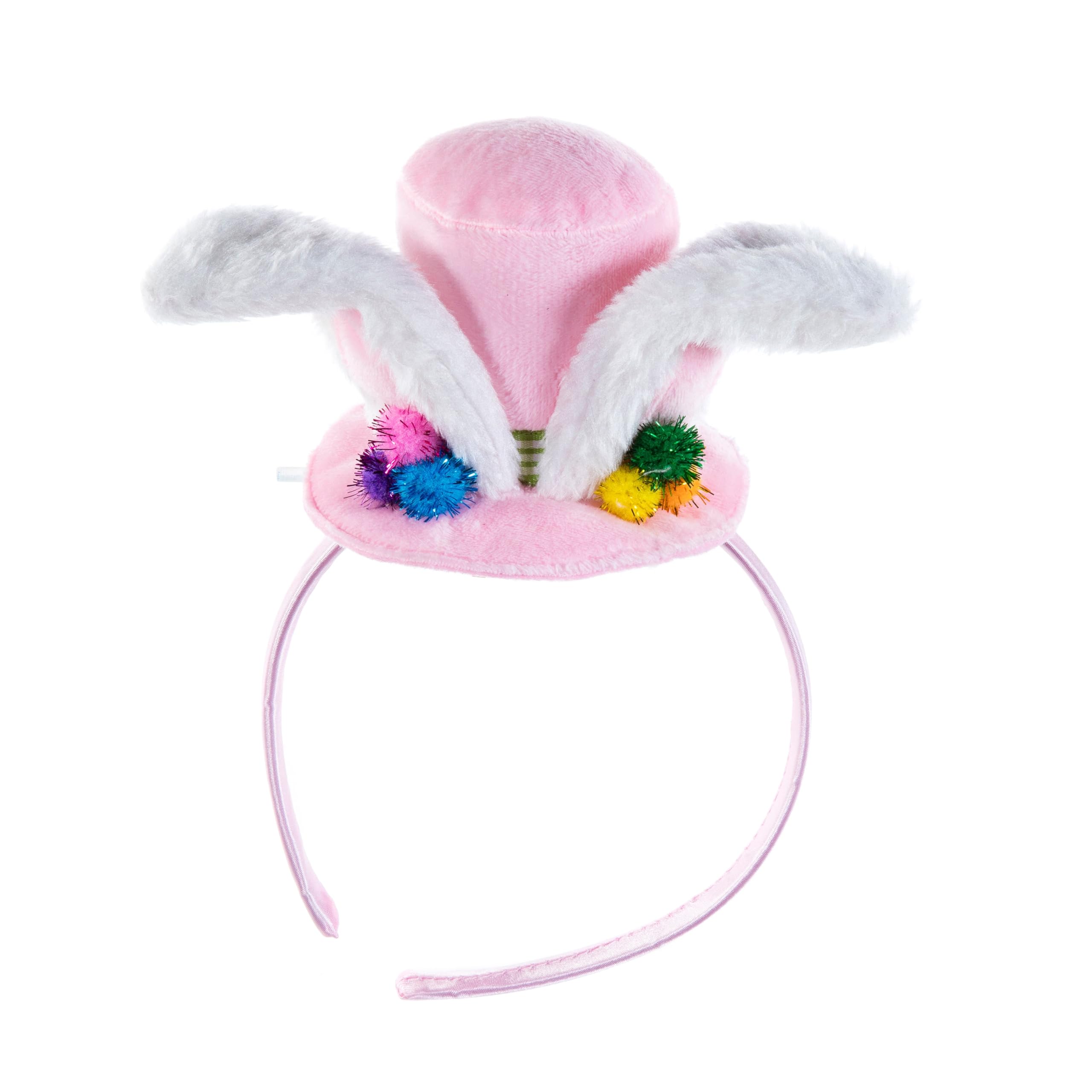 Premier Easter Bunny Hat Headband 23 cm – Mad Hatter Style Pink Mini Top Hat with Rabbit Ears for Easter Party Outfit, Novelty Headwear for Spring Celebrations