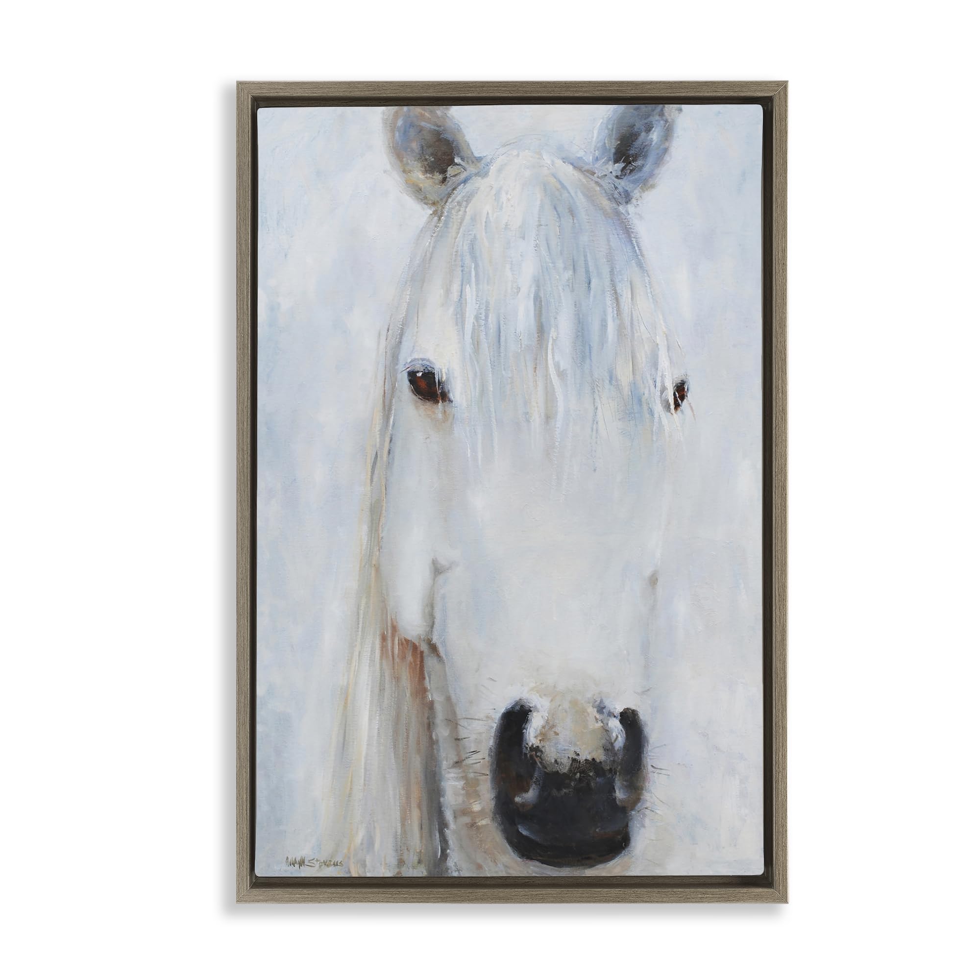 Pure White Horse Portrait, 20 x 30 Inch Canvas in Floater Frame