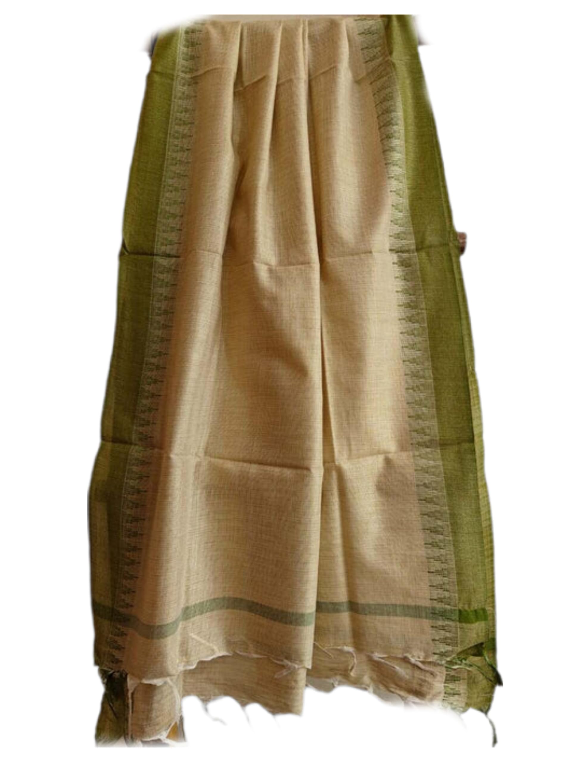 zh clothing brand Women's Handwoven Temple Border Cotton Dupion Jute Silk Dupatta, 2.45m, Free Size | Thread Woven Border-picture-28