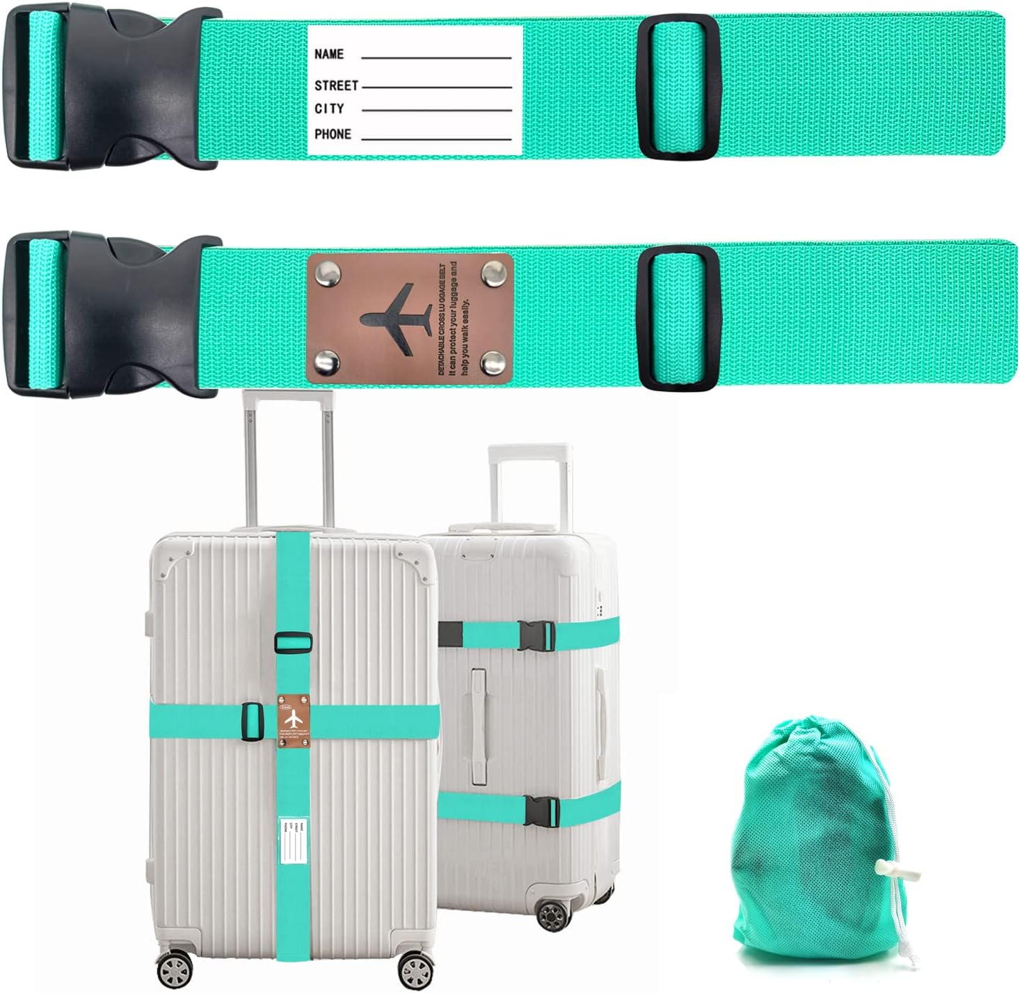 INNObeta Koffergurt Grün - TSA-zugelassen & Verstellbar Für Sicheres Reisen