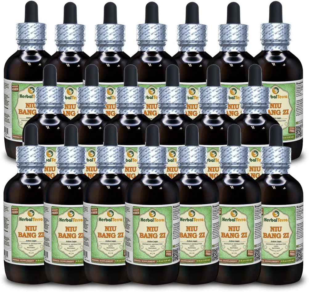 NIU Bang Zi, Burdock (Arctium Lappa) Tincture, Organic Dried Seed Liquid Extract (Brand Name: HerbalTerra, Proudly Made in USA) 2x4 fl.oz (2x120 ml)